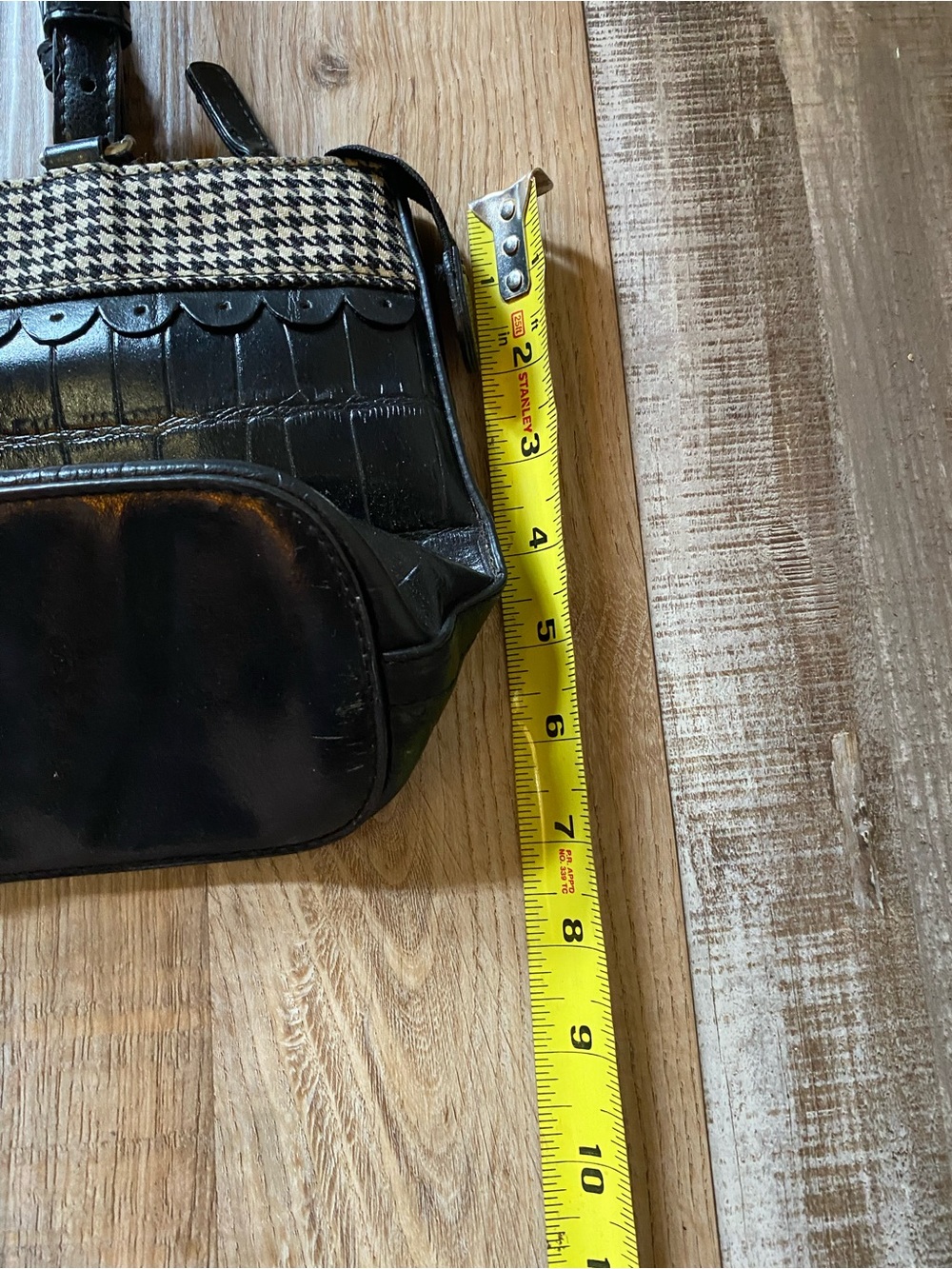 Source Unknown Black Houndstooth Croc-Embossed Shoulder Bag - Picture 5 of 7